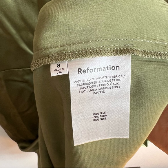 Reformation Oakley Silk Midi Dress in Artichoke - Picture 3 of 11